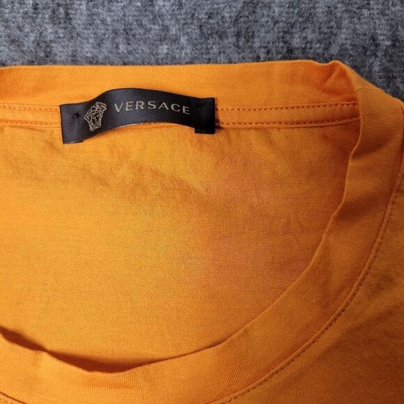 AuthenticVersace Medusa Crewneck Black Embroiderd Logo Men's Size M Orange Rare - Picture 4 of 10
